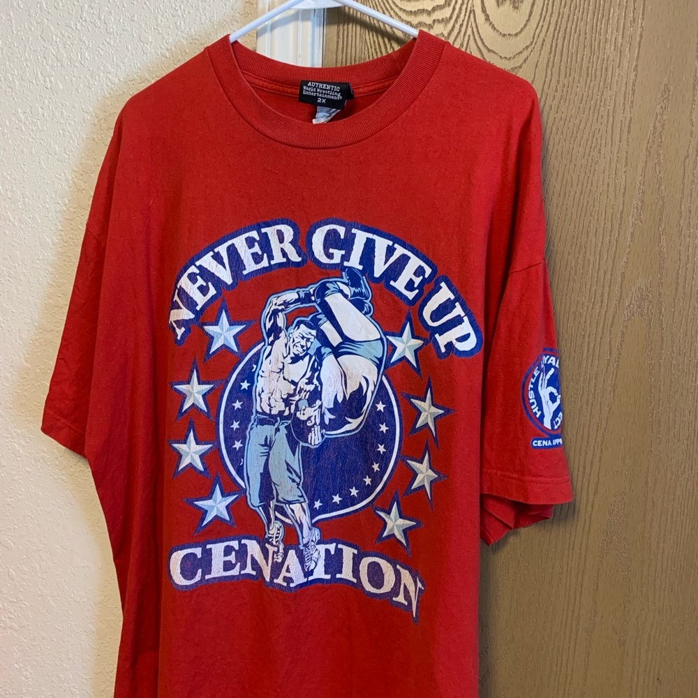 WWE Red Graphic Tee with Blue and White Design